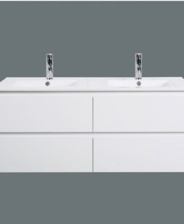 1200 Gloss White Four Drawers with Double Bowls Wall Hung Vanity Unit - Sydney