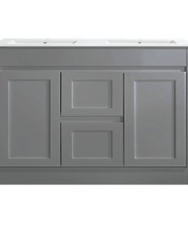 1200 Shaker Matte Grey Two Doors Two Drawers with Double Bowls Floor Mounted Vanity Unit - Quinn