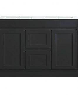 1200 Shaker Gloss Black Two Doors Two Drawers with Double Bowls Floor Mounted Vanity Unit - Quinn