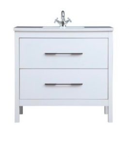 900 Matte White Two Drawers with Handle Floor Mounted Vanity Unit - Dyan