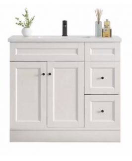 900 Shaker Matte White Two Doors Two Drawers with Handle Floor Mounted Vanity Unit - Victorian