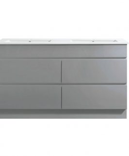 1500 Matte Grey Four Drawers with Double Bowls Floor Mounted Vanity Unit - Core