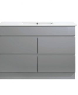1200 Matte Grey Four Drawers with Double Bowls Floor Mounted Vanity Unit - Core