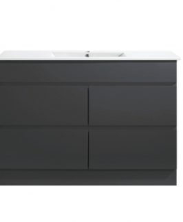 1200 Matte Black Four Drawers with Double Bowls Floor Mounted Vanity Unit - Core