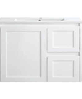 750 Shaker Matte White One Door Two Drawers Wall Hung Vanity Unit - Luna