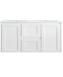 1200 Shaker Matte White Two Doors Two Drawers with Double Bowls Wall Hung Vanity Unit - Luna