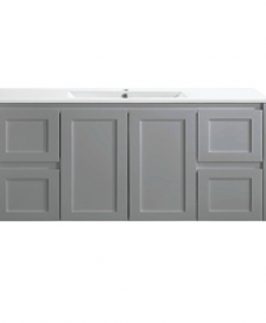1200 Shaker Matte Grey Two Doors Four Drawers Wall Hung Vanity Unit - Luna