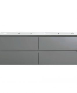 1500 Matte Grey Four Drawers with Double Bowls Wall Hung Vanity Unit - Yoko