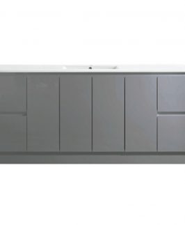 1800 Matte Grey Four Doors Four Drawers with Double Bowls Floor Mounted Vanity Unit - Sammy