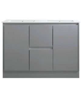 1200 Matte Grey Two Doors Two Drawers with Double Bowls Floor Mounted Vanity Unit - Sammy