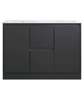 1200 Matte Black Two Doors Two Drawers with Double Bowls Floor Mounted Vanity Unit - Sammy