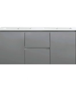 1200 Matte Grey Two Doors Two Drawers with Double Bowls Wall Hung Vanity Unit - Willow