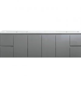 1800 Matte Grey Four Doors Four Drawers with Double Bowls Wall Hung Vanity Unit - Willow