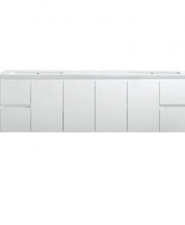 1800 Matte White Four Doors Four Drawers with Double Bowls Wall Hung Vanity Unit - Willow