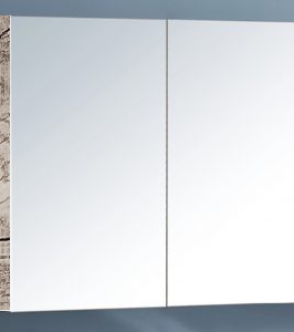 750*750 Woodgrian Two Doors Polished Edge Mirror Shaving Cabinet Unit - Milan