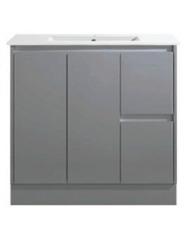 900 Compact Matte Grey Two Doors Two Drawers Floor Mounted Vanity Unit - Sierra Slim