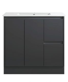 900 Compact Matte Black Two Doors Two Drawers Floor Mounted Vanity Unit - Sierra Slim