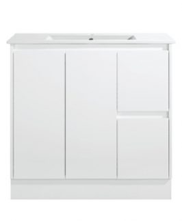 900 Compact Matte White Two Doors Two Drawers Floor Mounted Vanity Unit - Sierra Slim