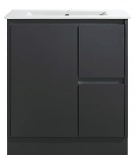 750 Compact Gloss Black One Door Two Drawers Floor Mounted Vanity Unit - Sierra Slim