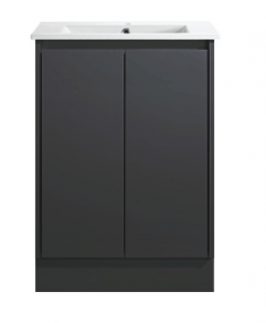 600 Compact Gloss Black Two Doors Floor Mounted Vanity Unit - Sierra Slim