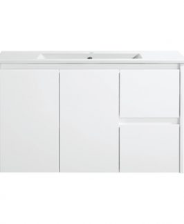 900 Compact Matte White Two Doors Two Drawers Wall Hung Vanity Unit - Sierra Slim