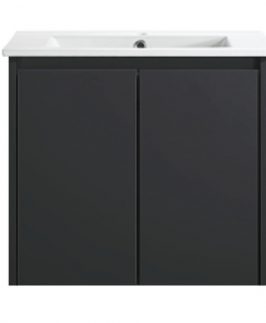 600 Compact Matte Black Two Doors Wall Hung Vanity Unit - Sierra Slim