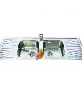 Stainless Steel Double Bowls Drop In Kitchen Sink with Double Drainers 1524*460*330mm