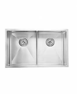 Stainless Steel Double Bowls Drop In/Undermount Kitchen Sink without Drainer 760*440*250mm - Pradus