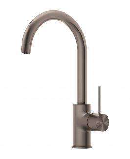 Sink Mixer with Goose Neck and Pin Handle Brushed Bronze - Mecca