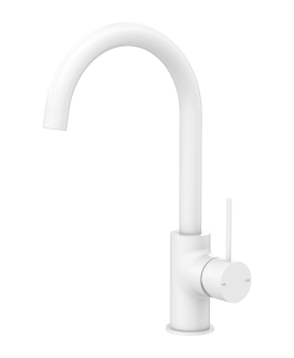 Sink Mixer with Goose Neck and Pin Handle Matte White - Mecca