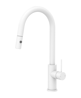 Sink Mixer with Pull Out Goose Neck Matte White - Mecca
