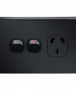 Matte Black Single Power Outlet with Extra Switch 250V 10A