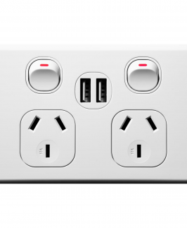 Double Power Outlet 250V 10A & 2 x 2.1 A USB Outlets