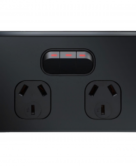 Matte Black Double Power Outlet with Extra Switch 250V 10A