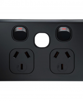 Matte Black Double Power Outlet 250V 10A with Extra Switch Provision
