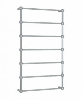 680*1200mm Straight Round 7 Bars Polished Stainless Steel 100 Watt with Ball Detail Heated Towel Rail